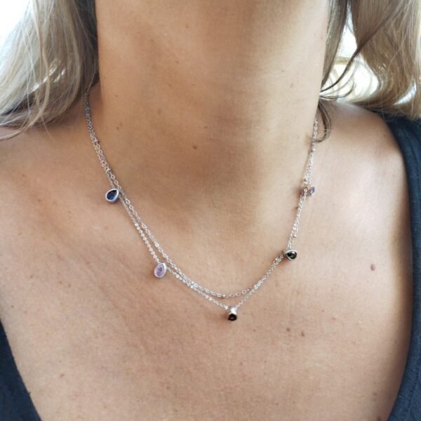 COLLAR ACERO PLATEADO CON LAGRIMAS